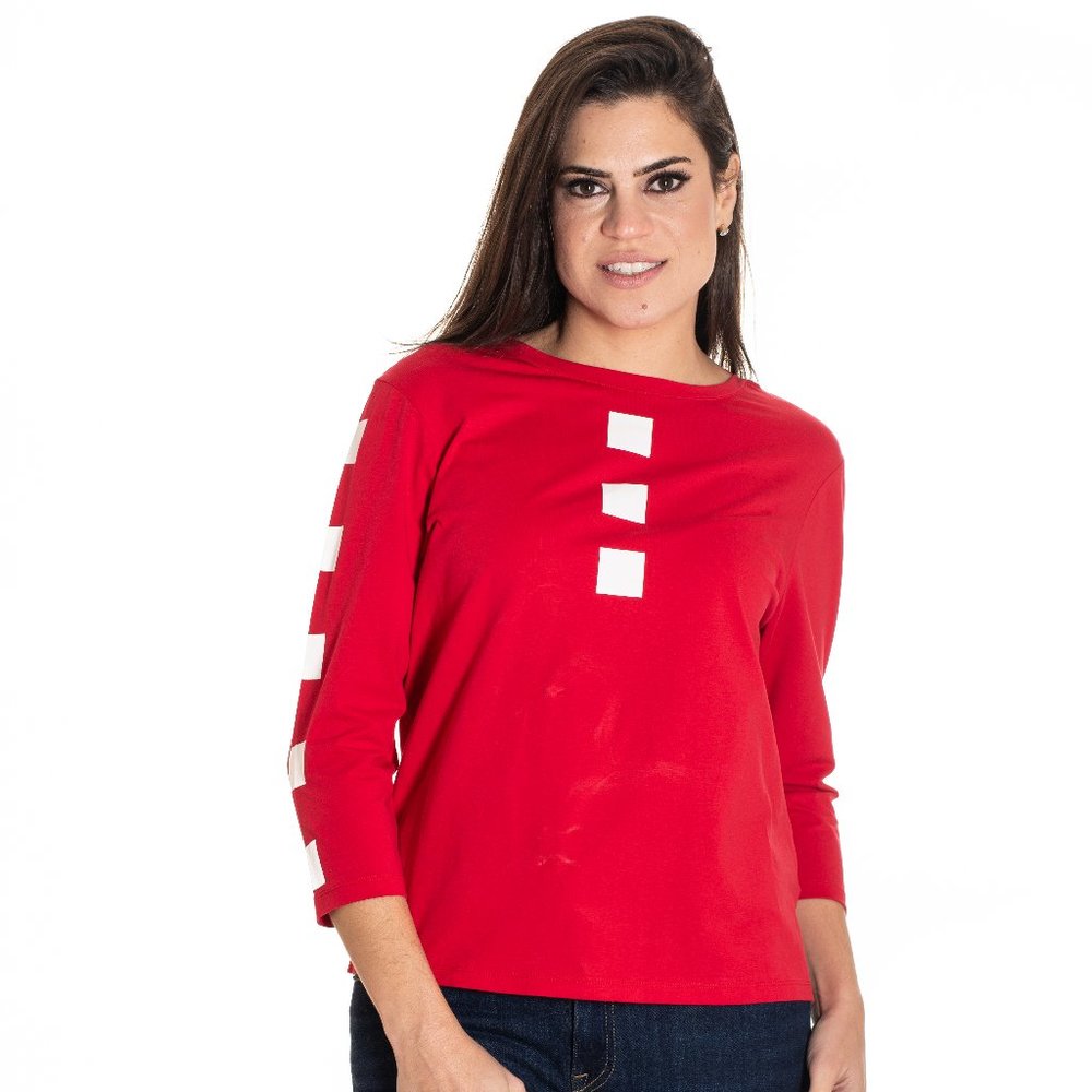 VECCELI Italy Women's Milano Fabulous Full Square 3/4 SleevesTop Fashion Tee